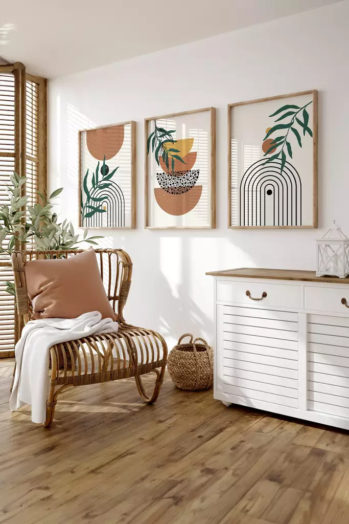 Dekorativ inramad målning (3 delar), flerfärgad, 33 x 48 cm, hållbar, iögonfallande - Tavlor och ramar - 8684283137251 - 1