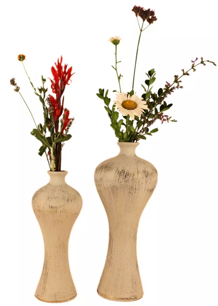 Dekorativ Kruka Aberto Design YL628 Beige Keramik 9x26 cm 10x34 cm - Hängande blomkrukor och vaser - 8684283417681 - 1