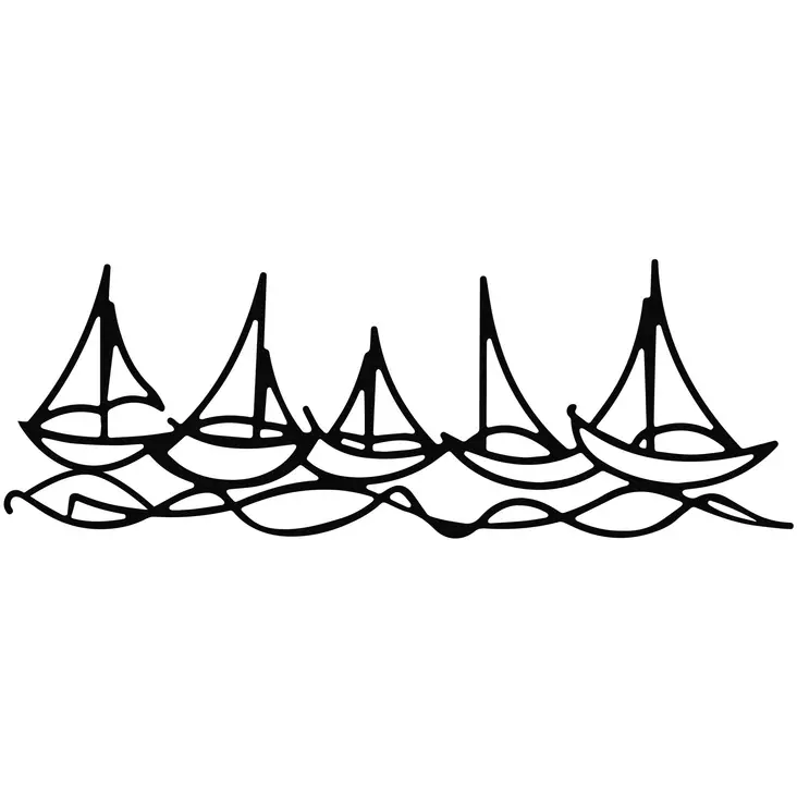 Väggdekor Metall Wallity Ships In Water Svart Metall 68x24 cm - Dekorationer, prydnadsföremål - 8683743680771 - 1