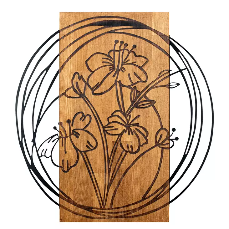 Väggdekor Trä Wallity Orchid Svart Metall 55x57,5 cm - Dekorationer, prydnadsföremål - 8683743680351 - 1