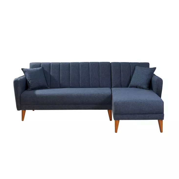 Hörnbäddsoffa Atelier del Sofa Aqua Mörkblå Linne 225x150x85 cm - Soffor - 8681875324051 - 1