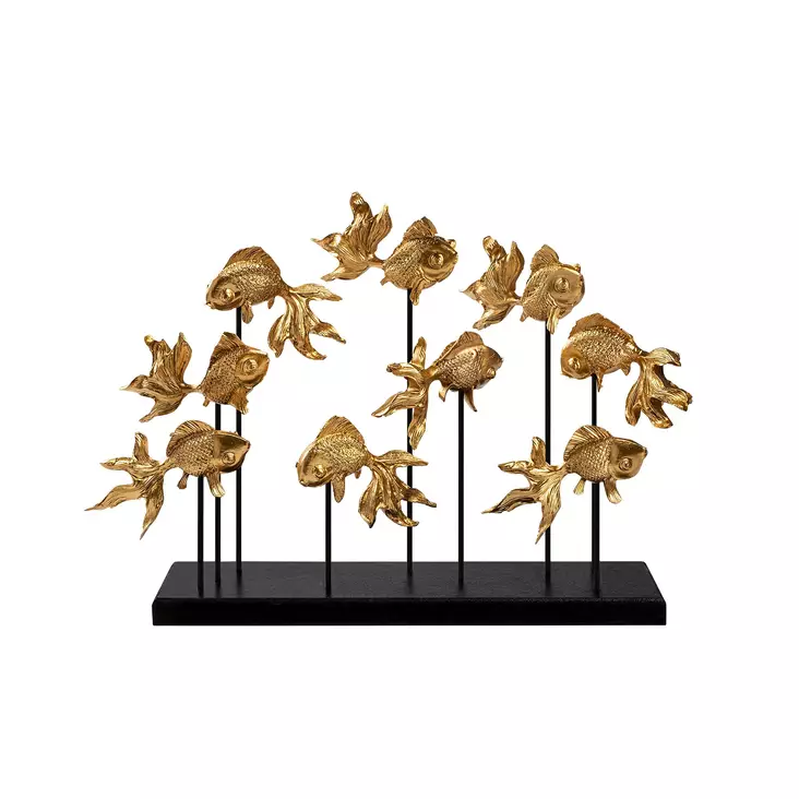 Dekorativ Objekt Aberto Design Goldfish Guld Polyester 42x28x10 cm - Dekorationer, prydnadsföremål - 8684282136101 - 1