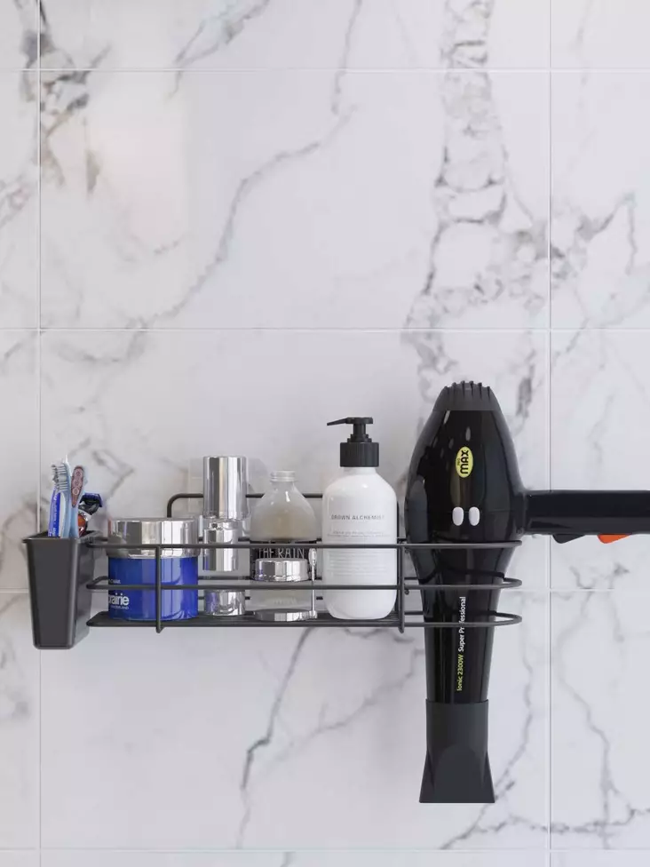 Badrumsorganisatör Hermia Svart Metall 36x9 cm - Badrumstillbehör - 8683742916161 - 1