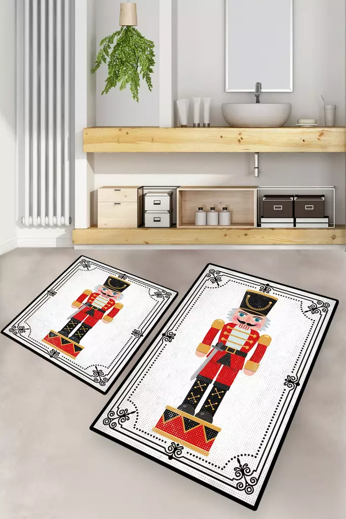 Badrumsmatta Set Mijölnir Flerfärgad 100% Polyester Antibakteriell Halkfri 50x60 cm & 60x100 cm - Badrumsmattor och våtrumsmattor - 8683743998371 - 1