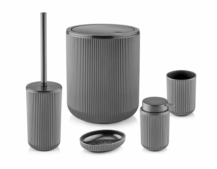 Badrumsset Mijölnir Antracit 100% Plast 6,5x6,5x18,5 cm & 13x13x3 cm & 8x8x10,5 cm & 10,5x10,5x33 cm & 18,5x18,5x23 cm - Badrumstillbehör - 8684283711581 - 1