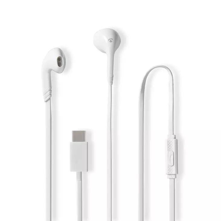 Trådbundna Hörlurar | USB-C | Kabellängd: 1.20 m | Inbygd mikrofon | Volymkontroll | Vit - In-ear hörlurar - 5412810466191 - 1