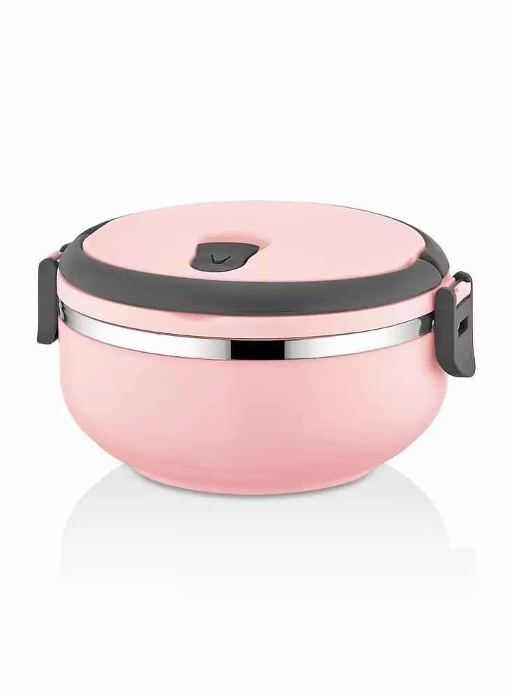 Lunchlåda, rosa, 8 cm hög, 15 cm i diameter, tålig - Matlådor och matförvaringsbehållare - 8683342445801 - 1