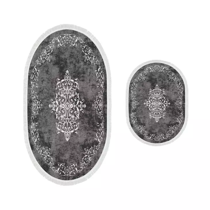 Lyxigt badrumsmatteset (2 st), grå, 50 x 60 cm, 60 x 100 cm, tåligt - Badrumsmattor och våtrumsmattor - 8683342421201 - 1