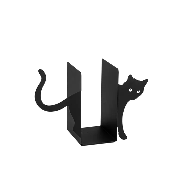 Bokstöd i metall, svart, 35 x 14 x 22 cm, hållbart, stilrent, mångsidigt - Dekorationer, prydnadsföremål - 8682870703261 - 1