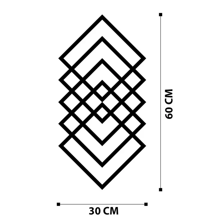 Väggdekor Metall Wallity Svart Metall 30x60 cm - Dekorationer, prydnadsföremål - 8682870853591 - 1