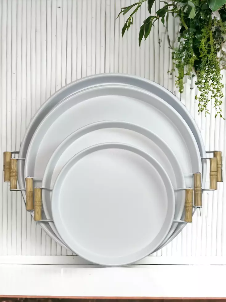 Bricka Set Hermia Vit Metall 4 Delar - Serveringsfat - 8684283574711 - 1