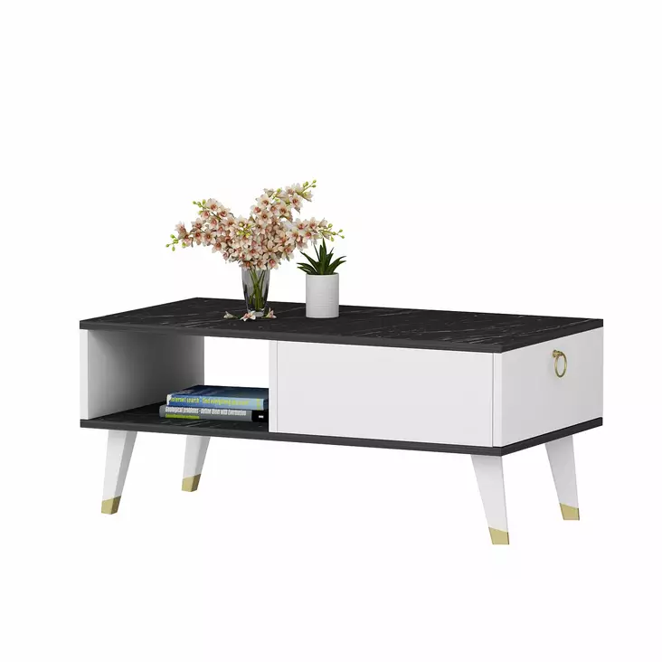Soffbord Hanah Home Delux Svart Vit Spånskiva 90x42,4x45 cm - Soffbord - 8683342946261 - 1