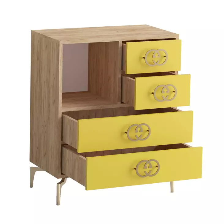 Byrå Hanah Home Elin Guld Ek Spånskiva 70x88,6x40 cm - Byråer och skåp - 8682870658691 - 1