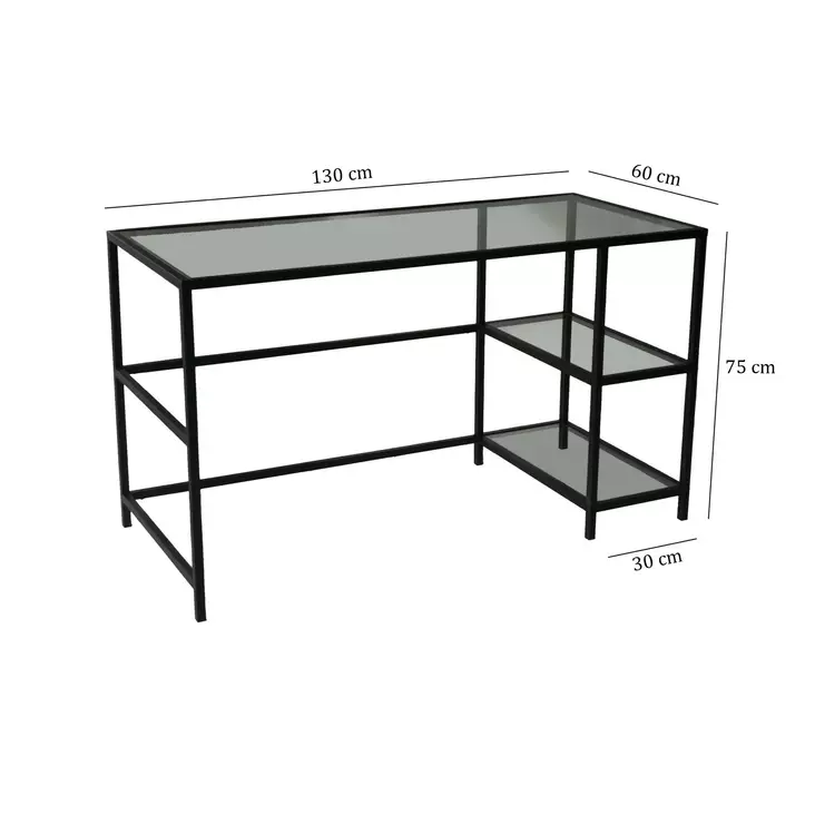 Skrivbord Hanah Home M101 Svart Härdat Glas 130x75x60 cm - Skrivbord - 8682870558731 - 1