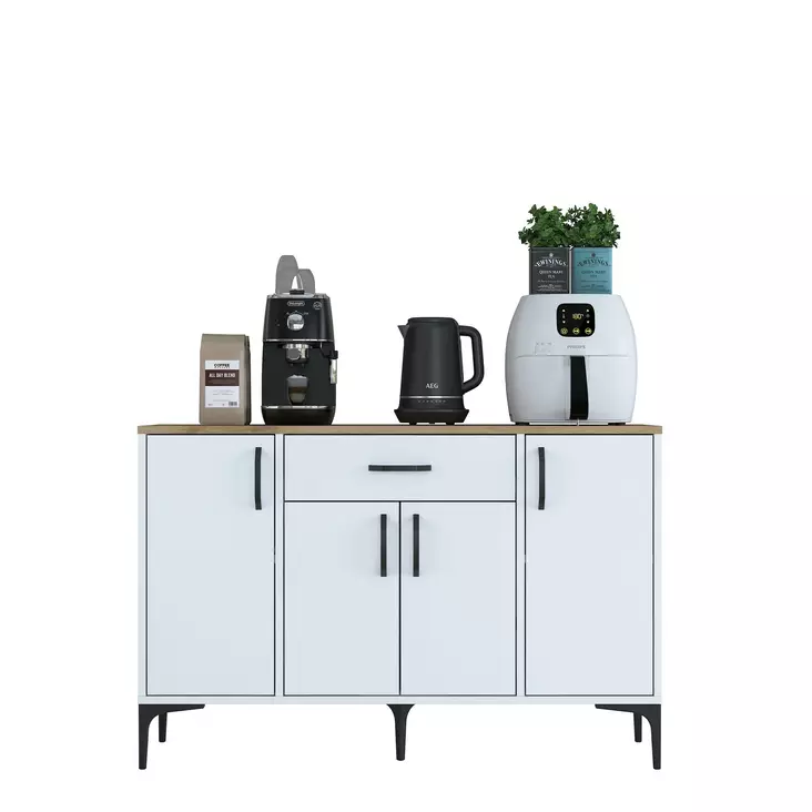Förvaringsskåp Hanah Home JE136 Vit Valnöt Spånskiva 120x78,6x40 cm - Skåp och byråer - 8684283108701 - 1