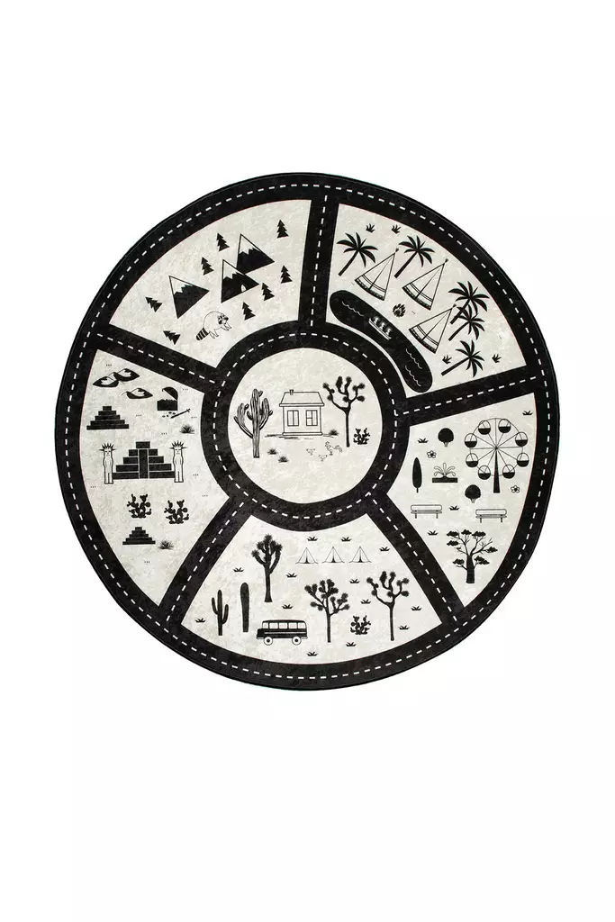 Matta Conceptum Black City Flerfärgad Polyester 140x140 cm - Runda mattor - 8681875386431 - 1