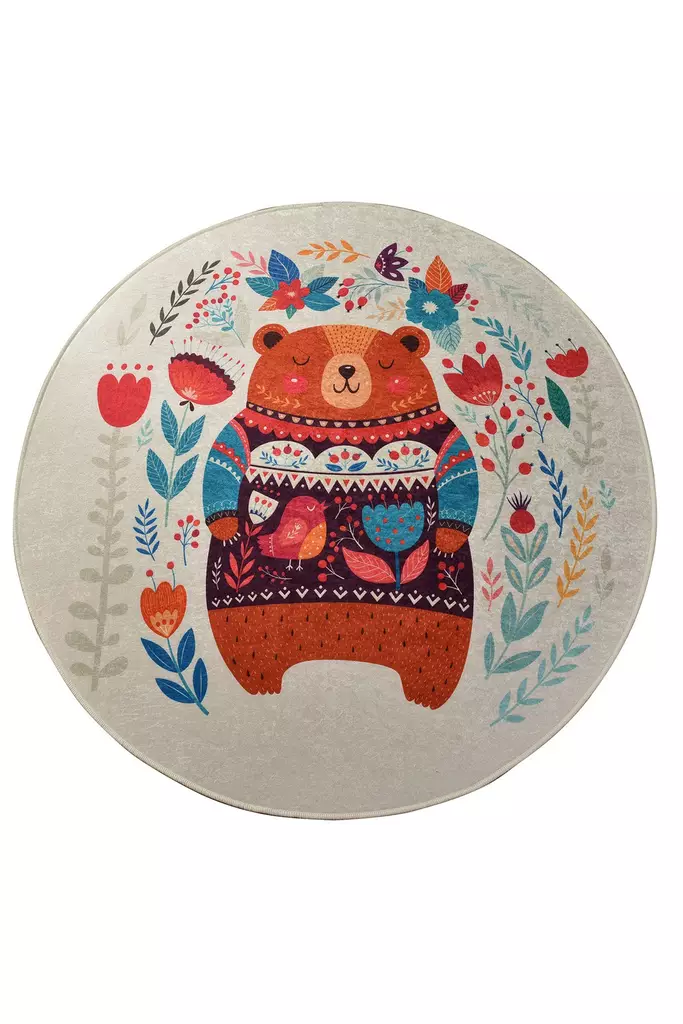 Matta Conceptum Sweet Bear Flerfärgad Polyester 140x140 cm - Runda mattor - 8681875426731 - 1