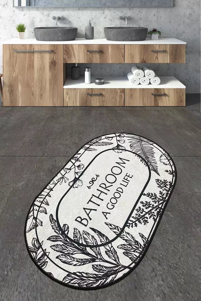 Badrumsmatta Mijölnir Flerfärgad 100% Polyester Antibakteriell Halkfri 70x120 cm - Badrumsmattor och våtrumsmattor - 8683342965231 - 1