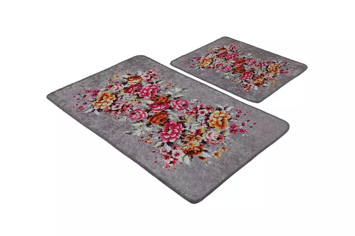Badrumsmatta Set Mijölnir Flerfärgad 100% Polyester Antibakteriell Halkfri 50x60 cm & 60x100 cm - Badrumsmattor och våtrumsmattor - 8682870916401 - 1