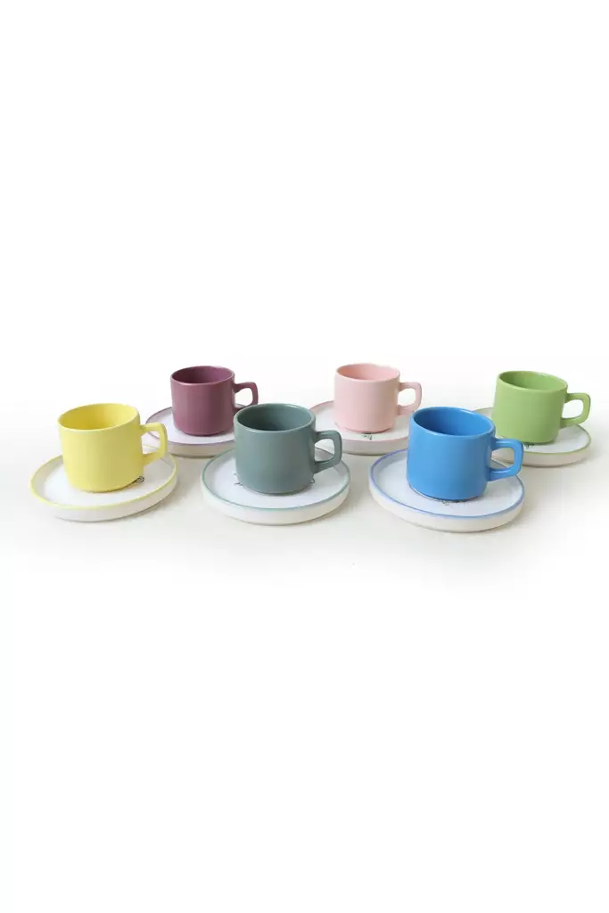 Tekoppar Set Hermia Flerfärgad Keramik 12 Delar - Kaffe- och teserviser - 8684282991991 - 1