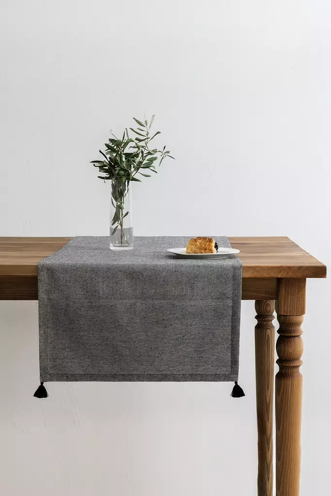 Löpare Hermia Selendi Svart Bomull Polyester 50x150 cm - Dukar och tabletter - 8684282835851 - 1