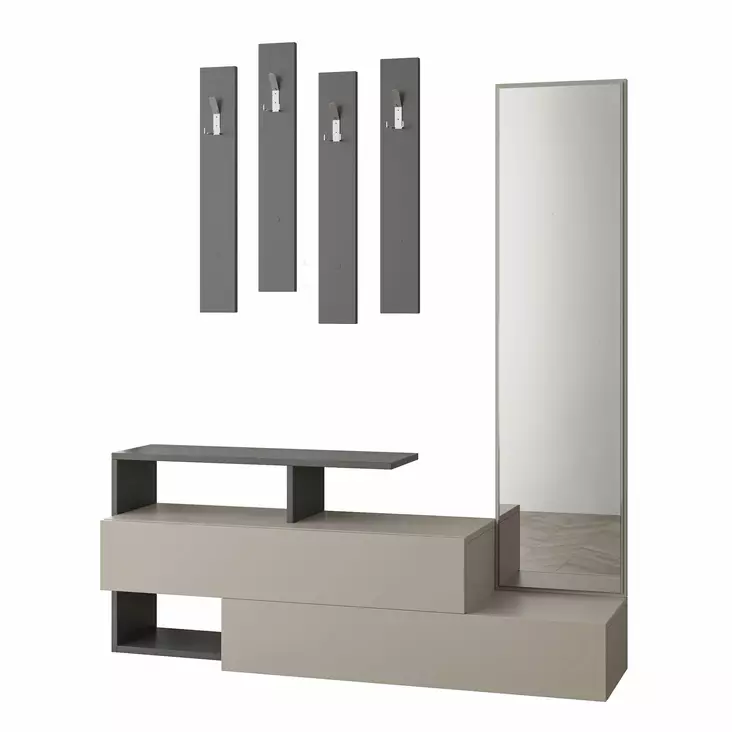 Hallmöbel Hanah Home Ramda Ljus Mocca Antracit Spånskiva 137x54,5x35 cm - Klädhängare - 8681875277241 - 1