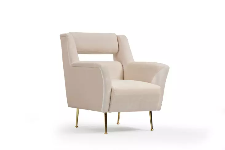 Öronlappsfåtölj Atelier del Sofa Mira Cream Polyester 79x76x93 cm - Fåtöljer - 8683342481151 - 1