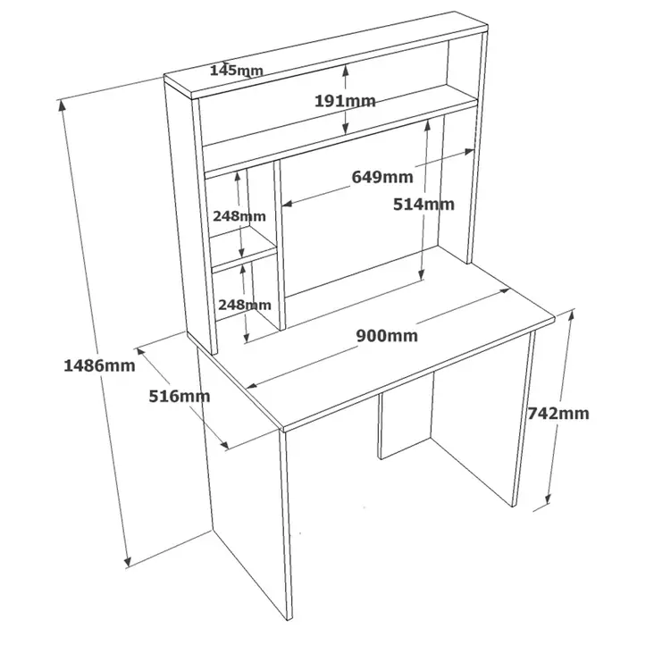 Skrivbord Hanah Home Br2-Aw Furu Spånskiva 90x148,6x51,6 cm - Skrivbord - 8683743770441 - 1