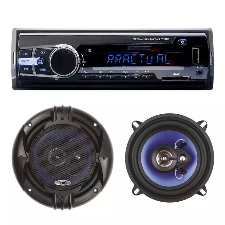 Radiopaket MP3-bil MP3-spelare PNI Clementine 8524BT 4x45w + koaxiella bilhögtalare PNI HiFi650, 120W, 16,5 cm - Bilradioapparater - 5949066519901 - 1