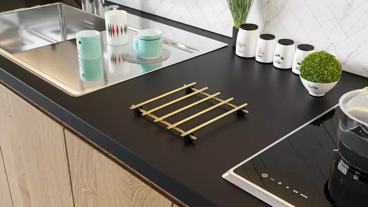 Grytunderlägg Aberto Design Tezgah Koruyucu Guld Metall 2x20x20 cm - Dagliga köksartiklar - 8682870729681 - 1