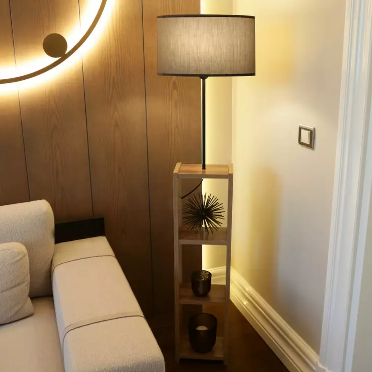 Golvlampa Opviq AYD-3149 Mörkgrå Trä 21 x 35 cm 150 cm - Golv- och bordslampor - 8683342482691 - 1