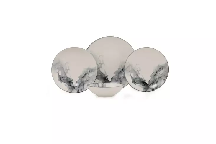 Bestickset (24 delar), flerfärgat, 22 cm, hållbart, tål mikrovågsugn - Tallrikar - 8682870703001 - 1