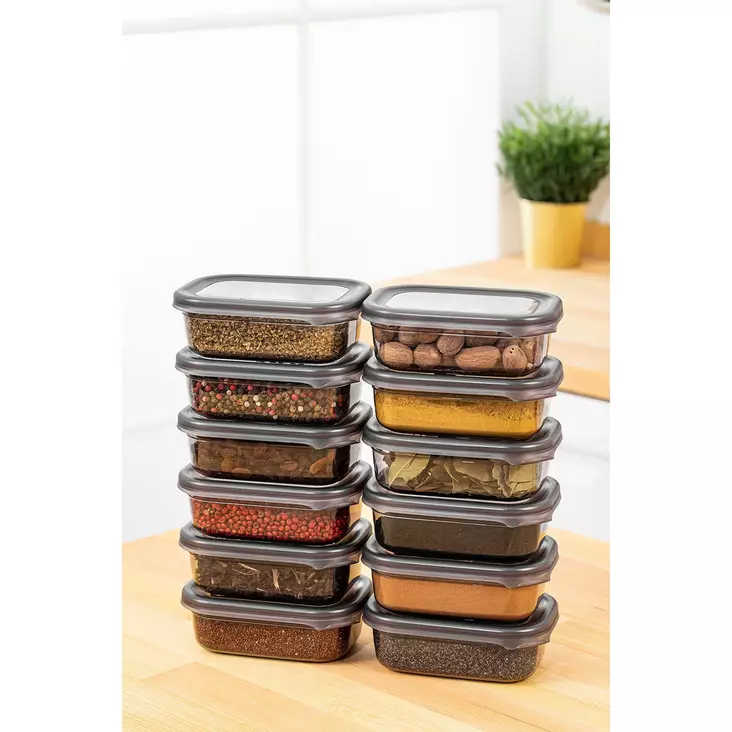 Set med förvaringslådor (12 delar), antracit, 14 x 10 x 5 cm, tålig, stapelbar - Plastlådor och förvaringslådor - 8683742868781 - 1