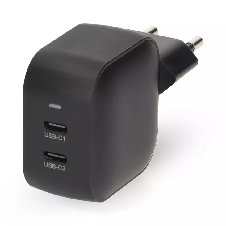 Väggladdare | 35 W | GaN | PD3.0 | Snabbladdnings funktion | 1.75 / 2.33 / 2.92 / 3.0 A | Antal utgångar: 2 | 2x USB-C | Automatiskt val av Spänning | Svart - Nätladdare - 5412810470181 - 1