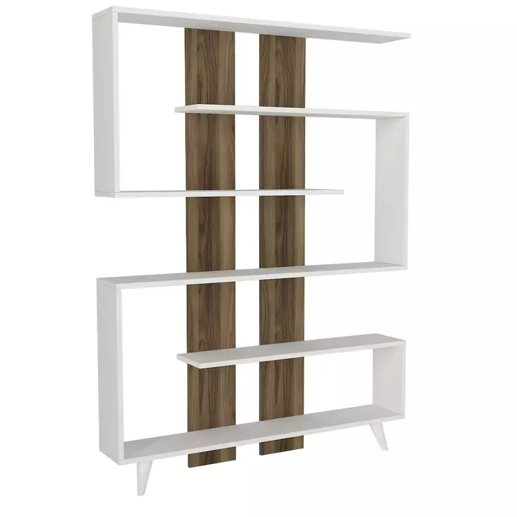 Bokhylla Hanah Home Rain Vit Valnöt Spånskiva 120x162x20 cm - Bokhyllor - 8681181613351 - 1