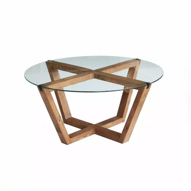 Soffbord Hanah Home Lotus Trä Härdat Glas Massiv Furu 75x35x75 cm - Soffbord - 8683342949651 - 1