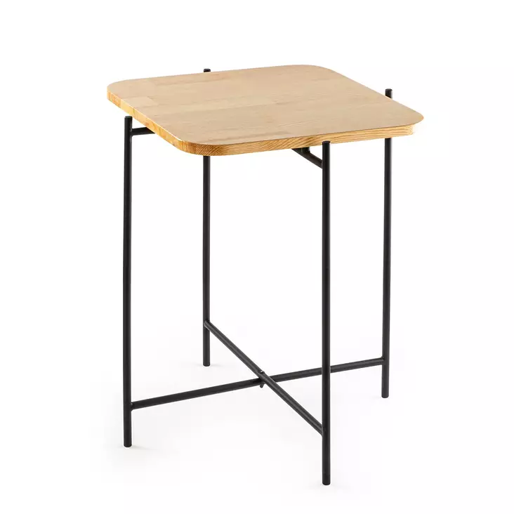 Soffbord Hanah Home Shb005 Svart Naturlig Trä Metallram 46x56x46 cm - Soffbord - 8684282360681 - 1