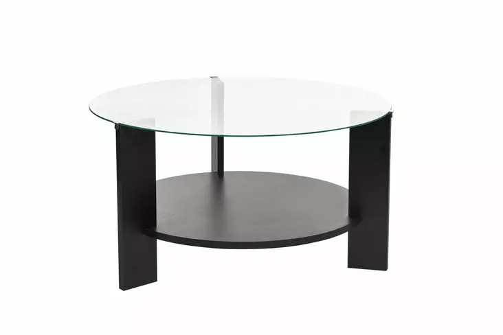 Soffbord Hanah Home Clara Träsvart Transparent Härdat Glas Spånskiva 75x40x75 cm - Soffbord - 8684283687671 - 1