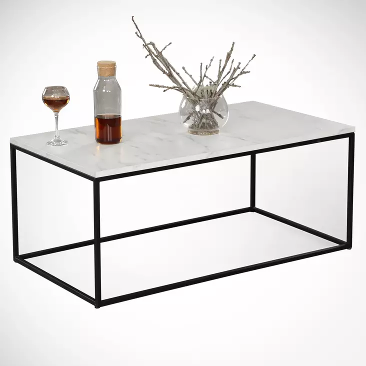 Soffbord Hanah Home Cosco Marmo Vit Svart Spånskiva 95x43x55 cm - Soffbord - 8681875560091 - 1