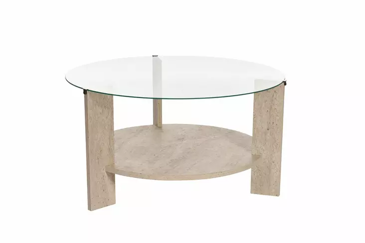 Soffbord Hanah Home Clara Travertin Härdat Glas Spånskiva 75x40x75 cm - Soffbord - 8684283687701 - 1