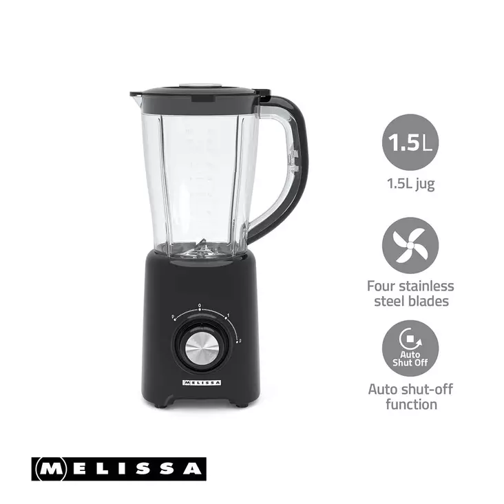 Blender | 800 W | 2 hastigheter + puls | 4 knivar i rostfritt stål | 1,5 L plastkanna | svart - Blenders och vispar - 8711902090731 - 1