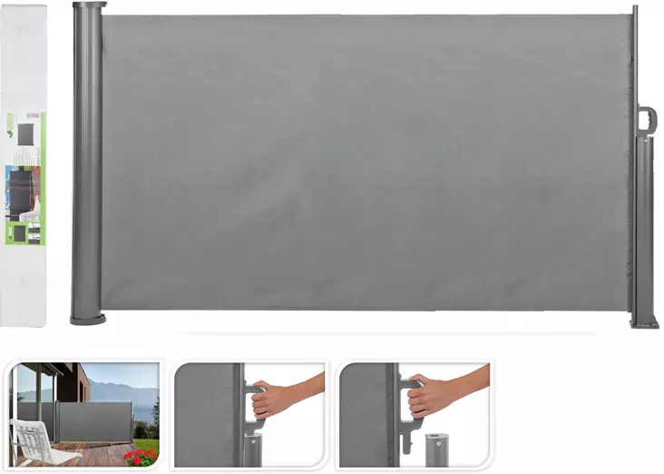 Utdragbart vindskydd för terrass, grått, 3 meter - Parasoller och markiser - 8719987793271 - 1