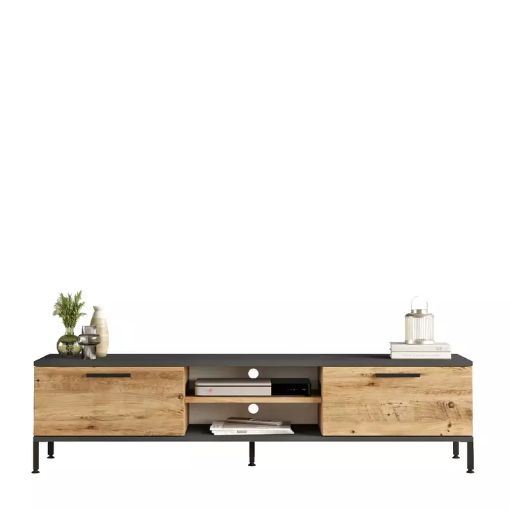 TV-bänk Hanah Home Rl1 Aa Furu Antracit Spånskiva 160x39,1x35 cm - TV-bänkar - 8683743770571 - 1
