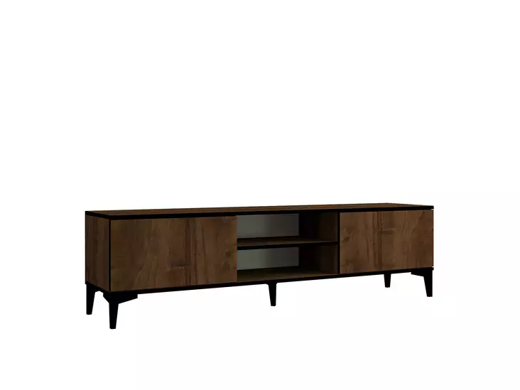 TV-bänk Hanah Home Erem Valnöt Svart Spånskiva 180x45x40 cm - TV-bänkar - 8684282345701 - 1