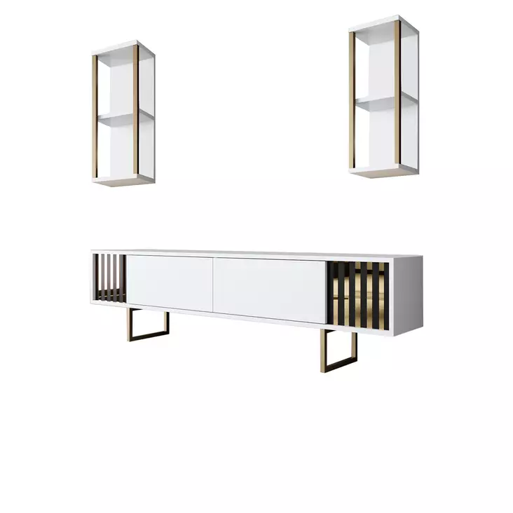 TV-bänk Hanah Home Gold Line Vit Svart Spånskiva 180x30x48 cm - TV-bänkar - 8683742126171 - 1
