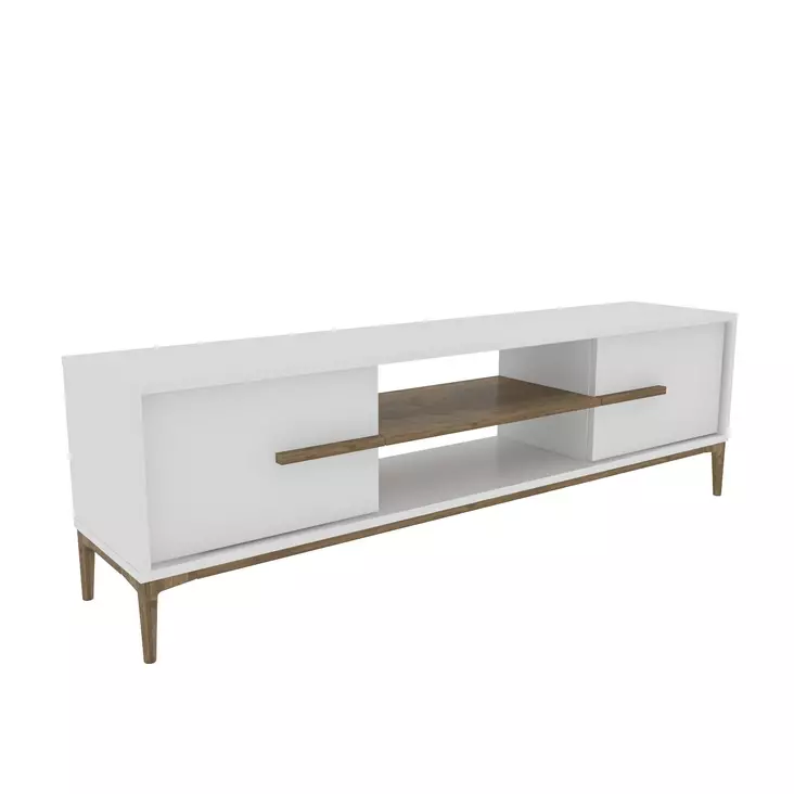 TV-bänk Hanah Home Eslem Vit Valnöt Spånskiva 120x43,6x29,6 cm - TV-bänkar - 8683743959761 - 1