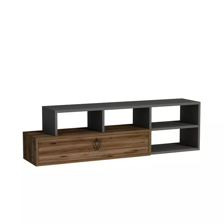 TV-bänk Hanah Home Duru Ljus Valnöt Antracit Spånskiva 38x120x27,5 cm 20x86x29,6 cm - TV-bänkar - 8683743973941 - 1