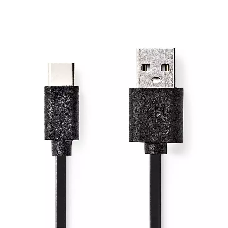 USB-kabel | USB 2.0 | USB-A Hane | USB-C Hane | 15 W | 480 Mbps | Nickelplaterad | 1.00 m | Rund | PVC | Svart | Label - Dator och nätverk - 5412810421671 - 1