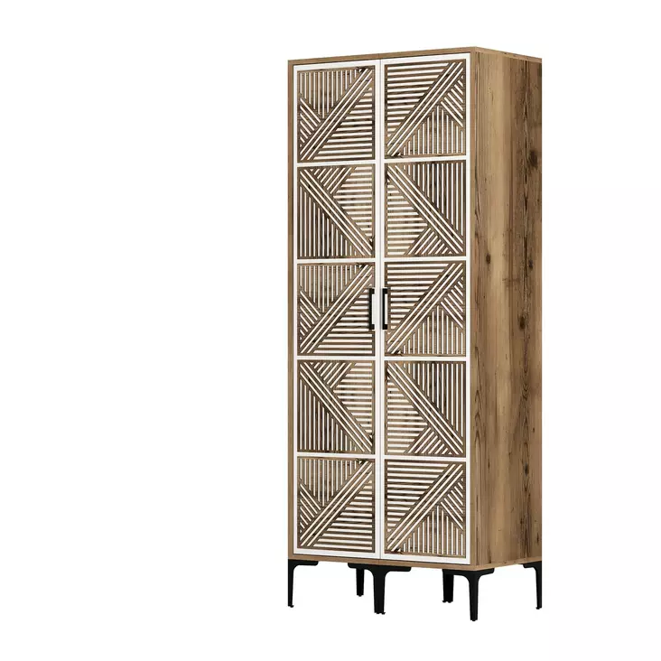 Garderob Hanah Home Kumsal PP Valnöt Vit Spånskiva 80x47,5x201,4 cm - Garderober - 8684282089131 - 1