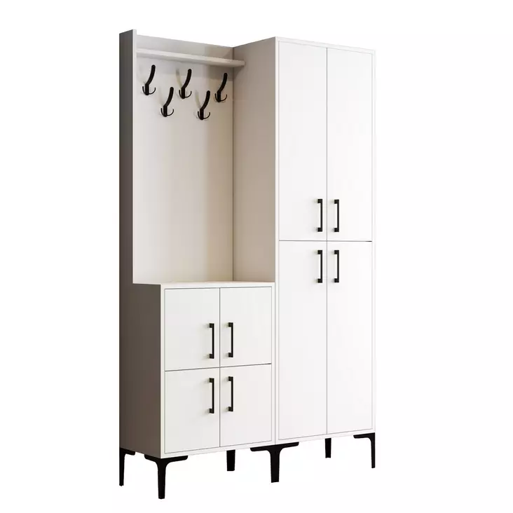 Hallmöbel Hanah Home Berlin BA Vit Spånskiva 120x200x35 cm - Hallskåp - 8683342460811 - 1